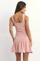 Pink Knit Dress Sleeveless Mini