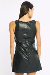 Black Mini Dress Faux Leather