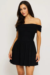 Black Off Shoulder Mini Dress