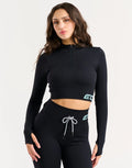 Arise Style Cropped Long Sleeve - Black with Mint