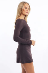 Brown Mini Dress Long Sleeve