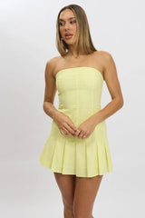 Yellow Strapless Mini Dress