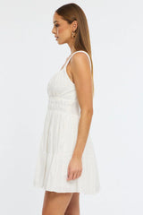 White Fit And Flare Dress Mini