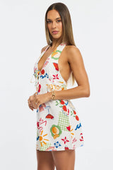 Red Abstract Halter Neck Dress Mini