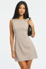 Pink Check Bodycon Dress Mini Check