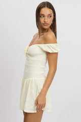White Fit And Flare Dress Drop Waist Mini