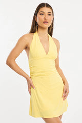 Yellow Halter Neck Mini Dress