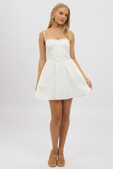White Fit And Flare Dress Poplin Mini
