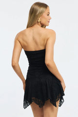 Black Strapless Mini Dress Lace