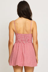 Red Check Mini Dress Strappy