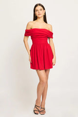 Red Off Shoulder Mini Dress