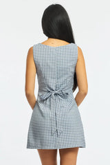 Blue Check Bodycon Dress Mini Check