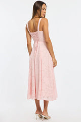 Pink Midi Dress Burn Out