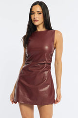 Red Mini Dress Round Neck