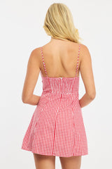 Red Check Mini Dress Strappy
