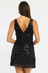 Black A Line Mini Dress Sleeveless