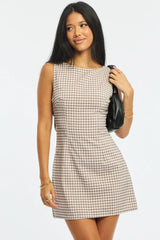 Pink Check Bodycon Dress Mini Check