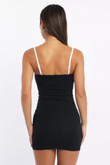Black Mini Dress Sleeveless Binding Seamless