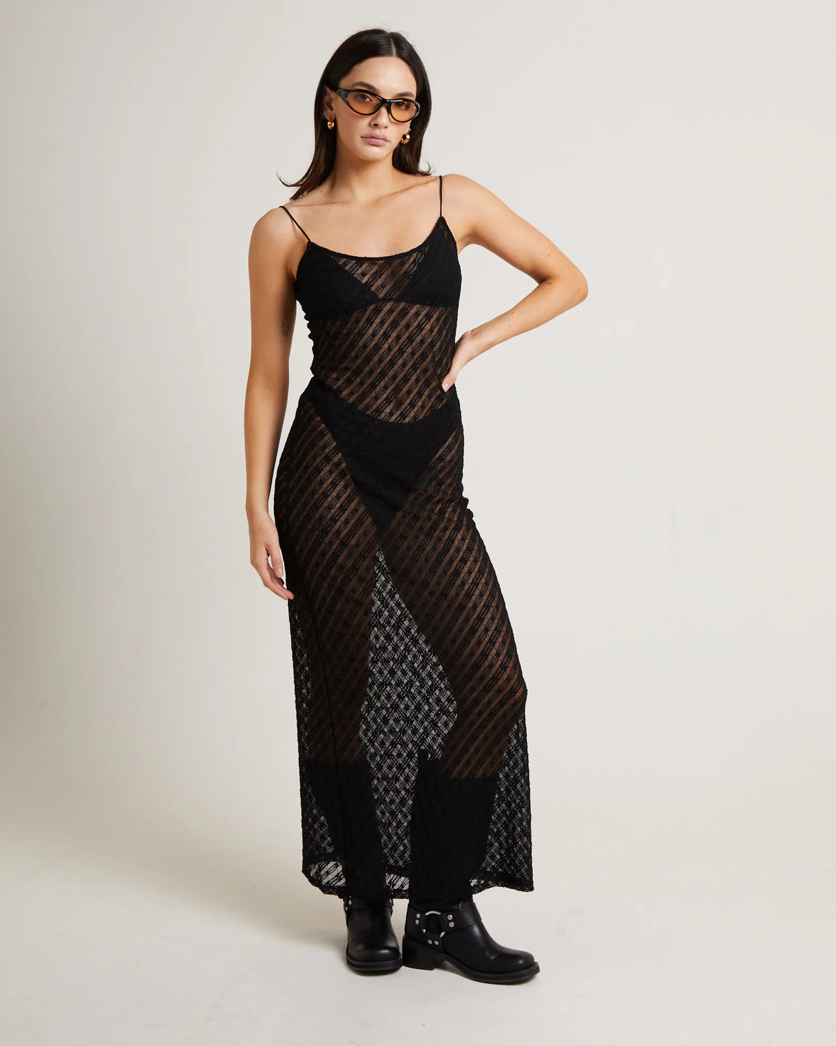 Zayla Daisy Lace Maxi Dress in Black