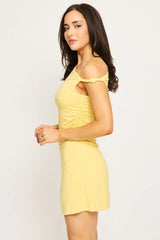 Yellow Mini Dress Off Shoulder