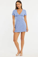 Blue Check Shirt Mini Dress
