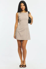 Pink Check Bodycon Dress Mini Check