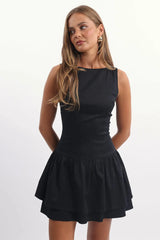 Black Mini Dress Drop Waist
