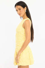 Yellow Mini Dress Drop Waist