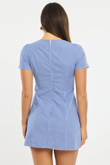 Blue Check Shirt Mini Dress