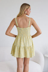 Yellow Ditsy Fit And Flare Dress Mini