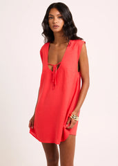 Everlyn Linen Scoop Neck Mini Dress