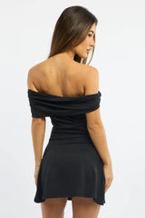 Black Asymmetric Mini Dress