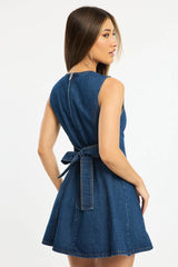 Blue Mini Dress Sleeveless