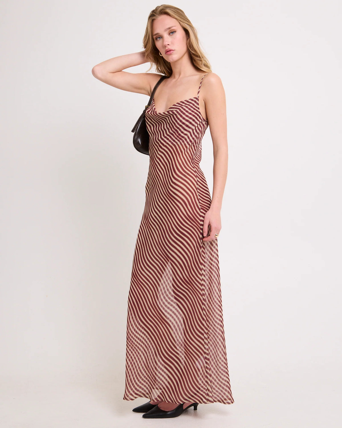Celly Cowl Sheer Maxi Dress