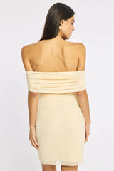 Yellow Off The Shoulder Mesh Mini Dress