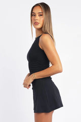 Black Mini Dress Round Neck