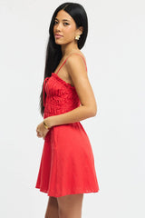 Red Fit And Flare Dress Mini