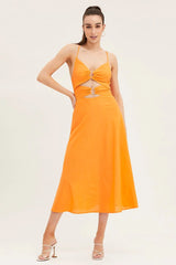 Orange A Line Dress Midi