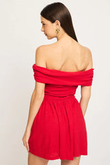 Red Off Shoulder Mini Dress