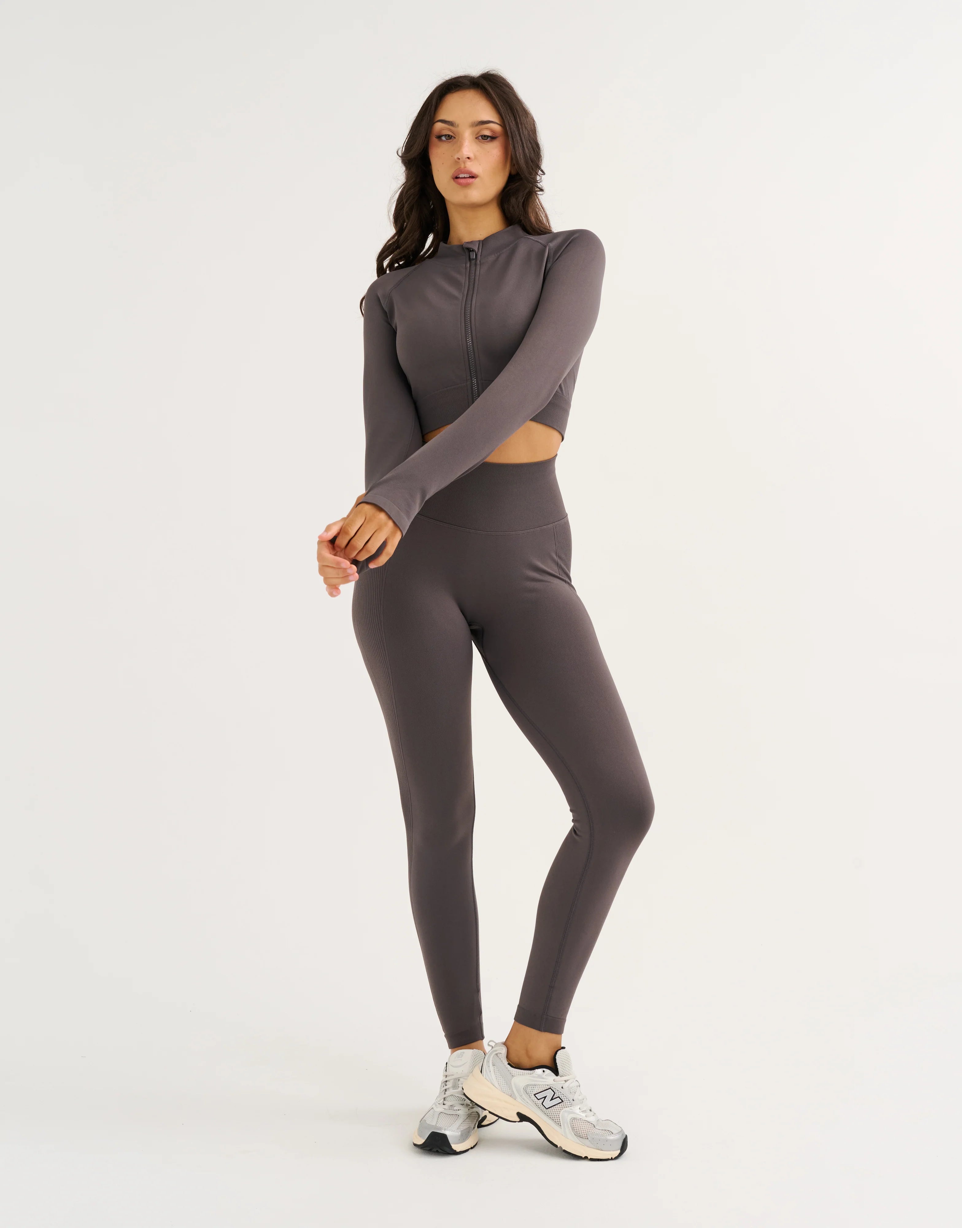 Arise Essential Zip-Up Long Sleeve - Slate Grey