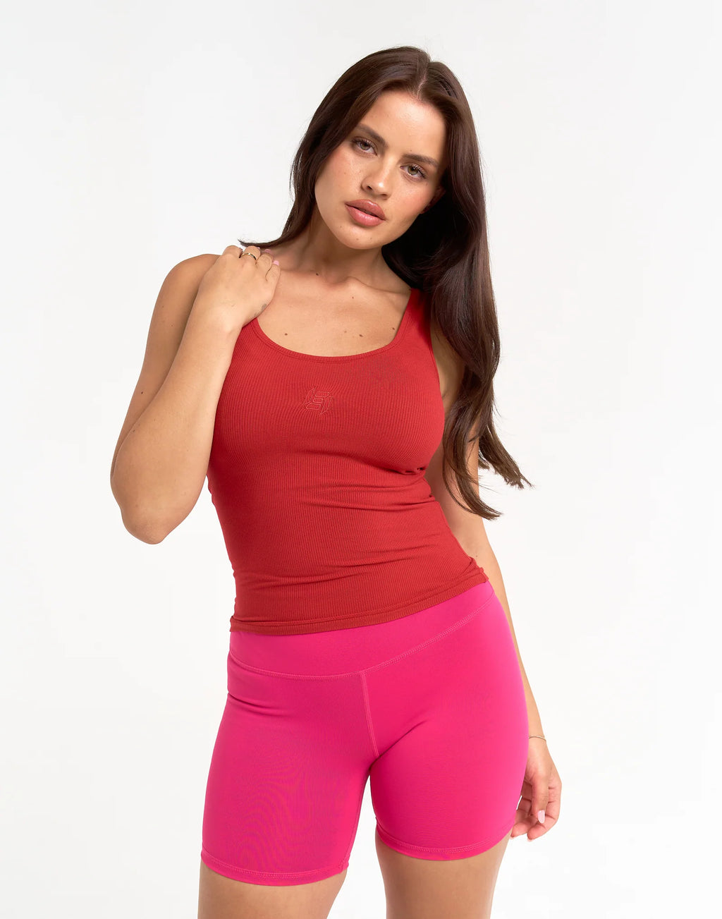 Ribbed Sculpt Tank - Scarlet Red