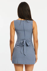 Blue Check Bodycon Dress Mini Check