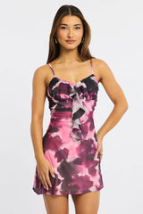 Purple Abstract Mini Dress Mesh