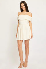White Off Shoulder Mini Dress
