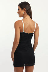 Black Bodycon Dress Mesh Mini