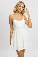 White Fit And Flare Dress Mini Eyelet Fabric