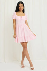 Pink Fit And Flare Dress Mini Lace