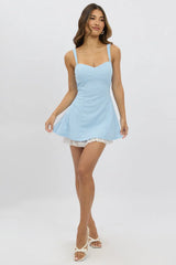 Blue Fit And Flare Dress Mini