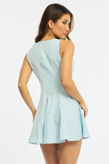 Blue Mini Dress Sleeveless