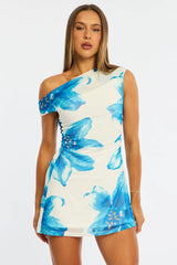 White Floral Off Shoulder Dress Mini